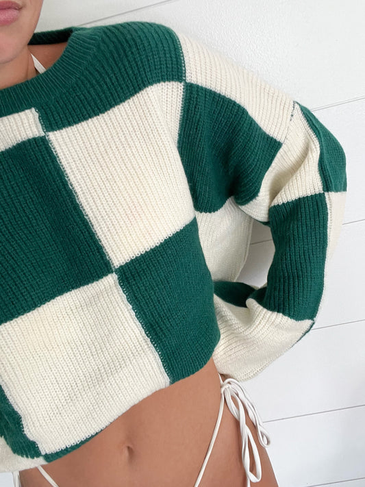 Julia Checkered Sweater - Green